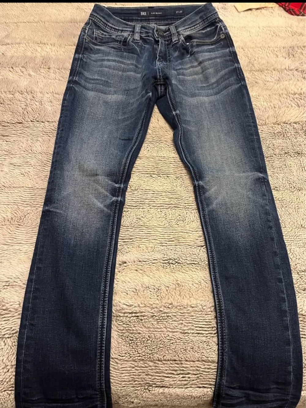 BKE Men's Alec Skinny Jeans in Dark Blue Faded Wash Size 27x30